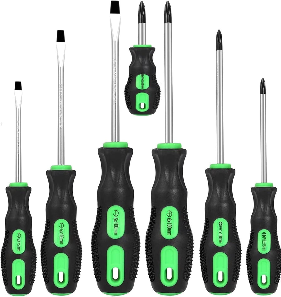 7-Piece Magnetic Screwdrivers Set, 4 Phillips and 3 Flat, Professional Cushion Grip Screwdriver Set