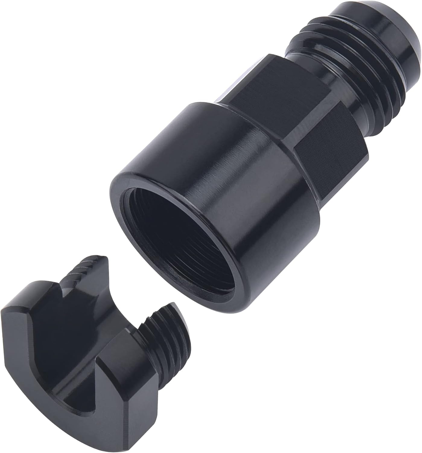 6AN Male to 3/8" Quick-Disconnect Female EFI Fuel Rail Fitting Aluminum