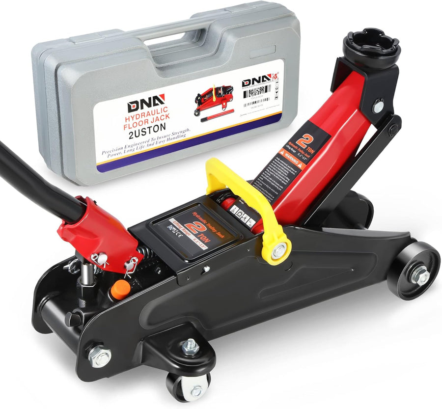 DNA Motoring TOOLS-00234 Low Profile Hydraulic Trolley Service/Floor Jack, 2 Ton (4000 lbs) Capacity, Lifting Range 5.1"-13", Black
