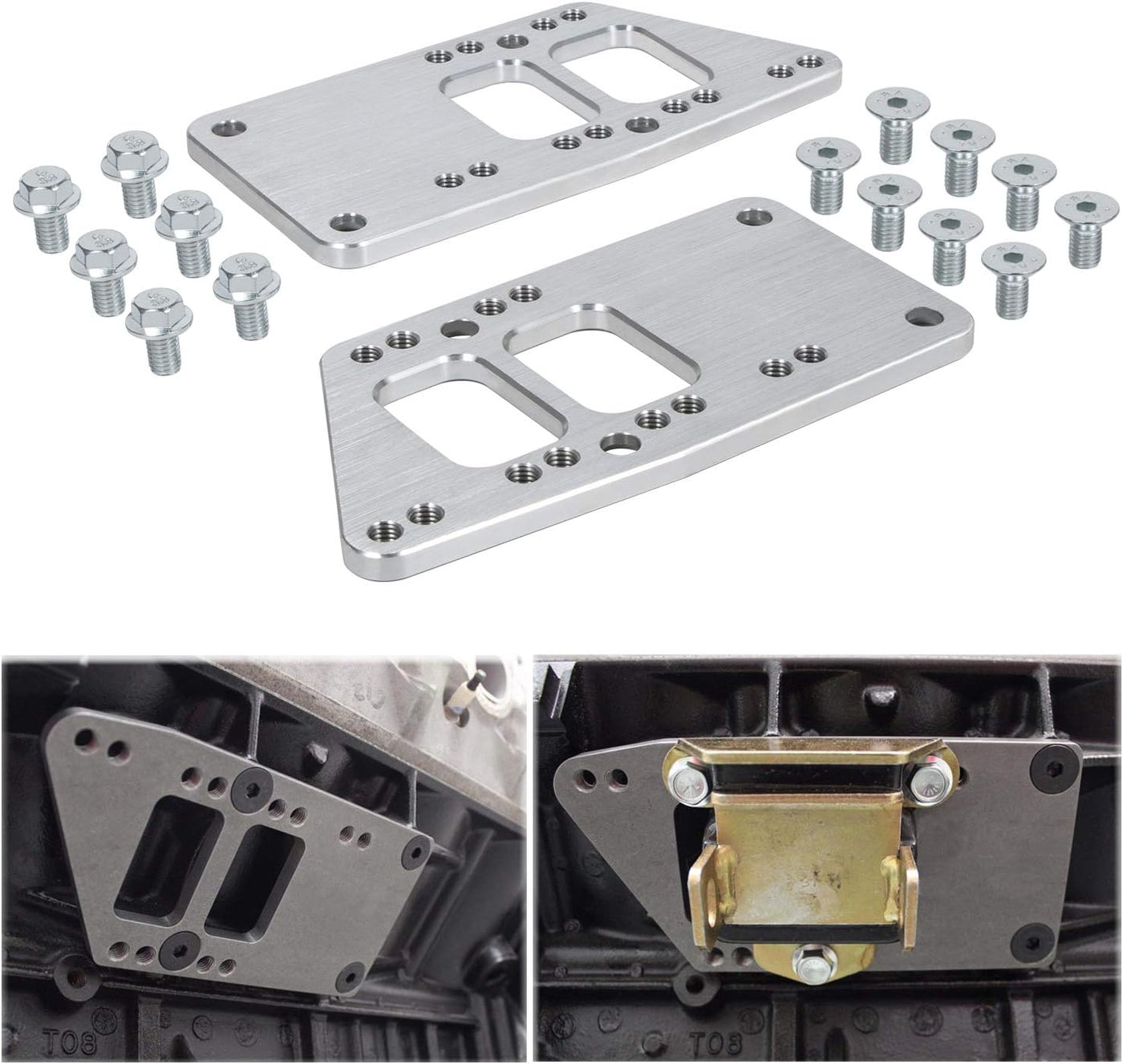 LS Swap Motor Mounts Adapter Plates - Universal Swap Bracket Small Block LS Conversion Adjustable Fit for LS1 LS3 LS2 LQ4 LQ9 LS6 L92 L99 L33 LR4 Billet Aluminum for SBC Vehicle to LS Engine