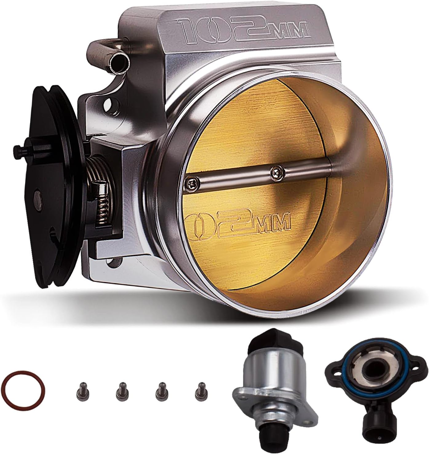 102mm Throttle Body Assembly with TPS IAC Throttle Position Sensor for Chevy LSX LS LS1 LS2 LS7 Silver