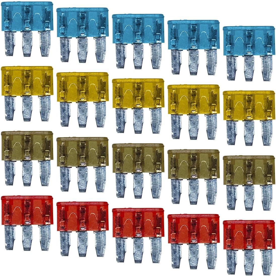 20PCS AMP APT ATR Micro 3-Prong Car Blade Fuse, 5A/7.5A/10A/15A Mini Fuses Replacement with Clear Window, Circuit Insert Fuses Assortment Kit for Car, Truck, SUV, RV, Boat, Marine (30A)