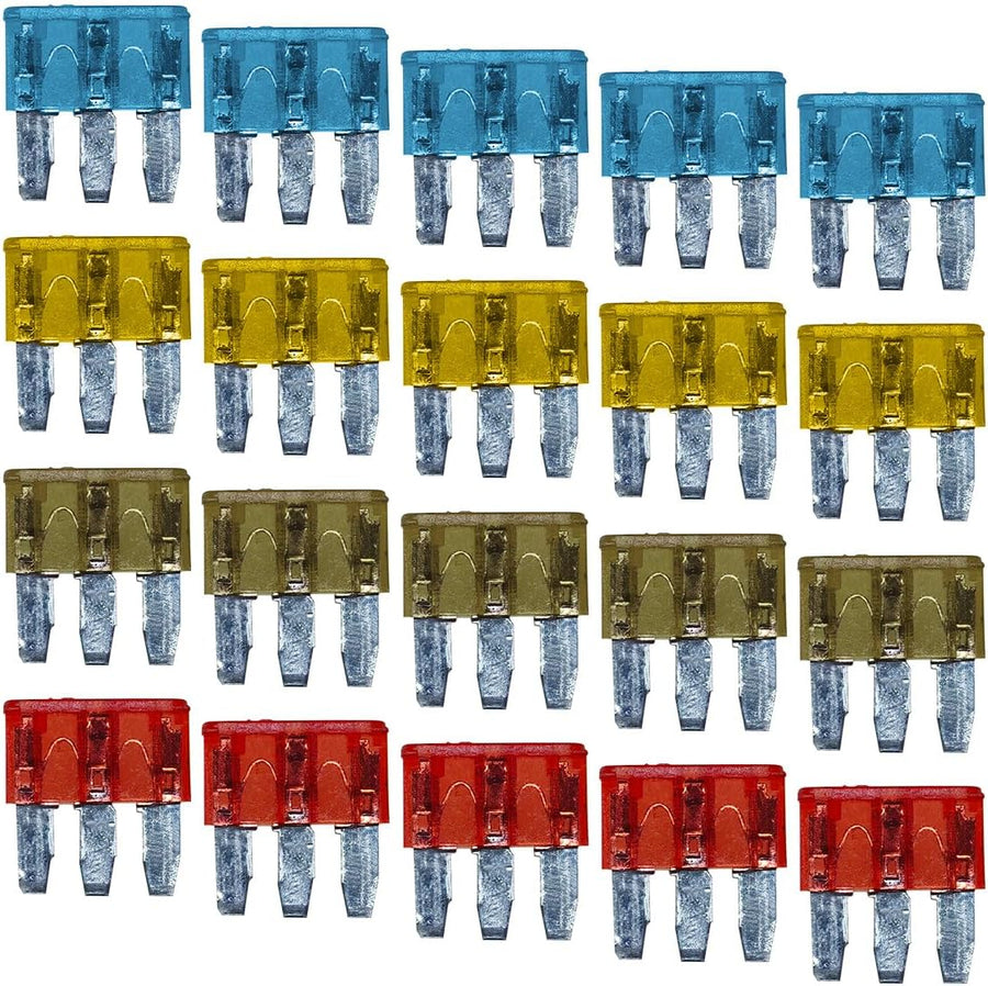20PCS AMP APT ATR Micro 3-Prong Car Blade Fuse, 5A/7.5A/10A/15A Mini Fuses Replacement with Clear Window, Circuit Insert Fuses Assortment Kit for Car, Truck, SUV, RV, Boat, Marine (30A)