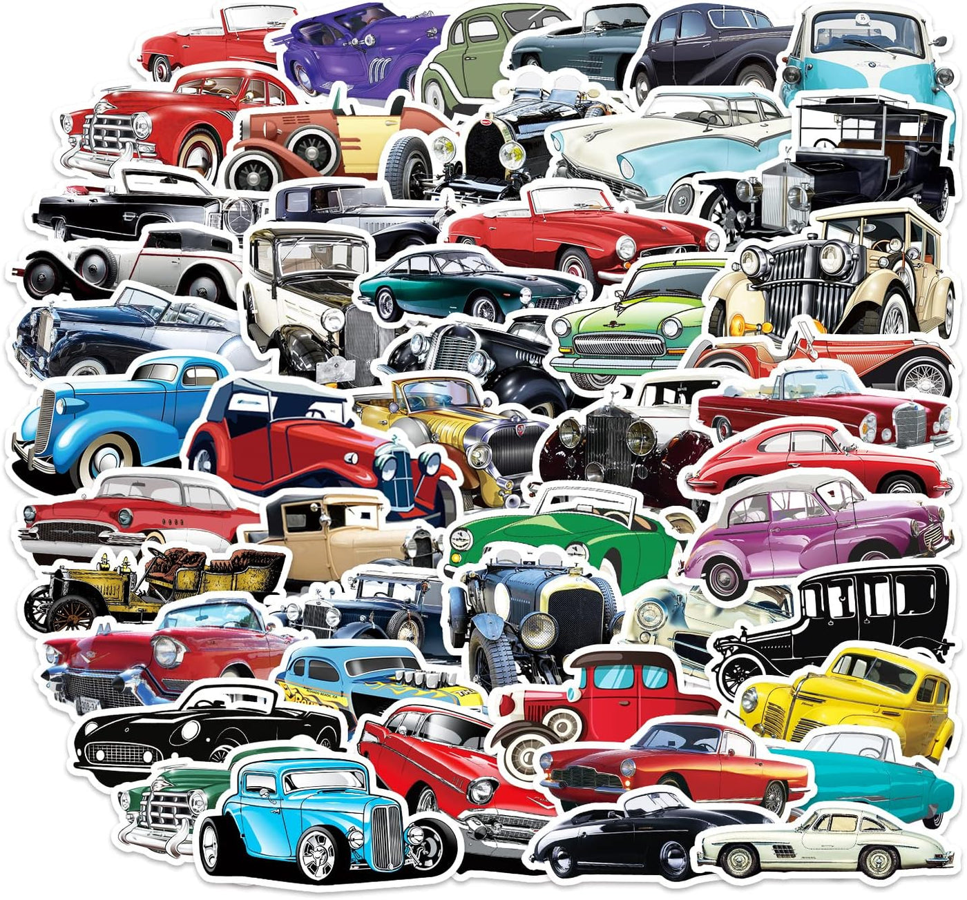 Vintage Car Sticker 5 pack