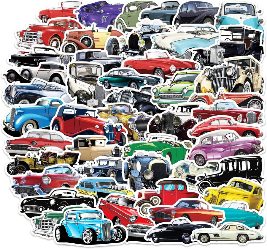 Vintage Car Sticker 5 pack