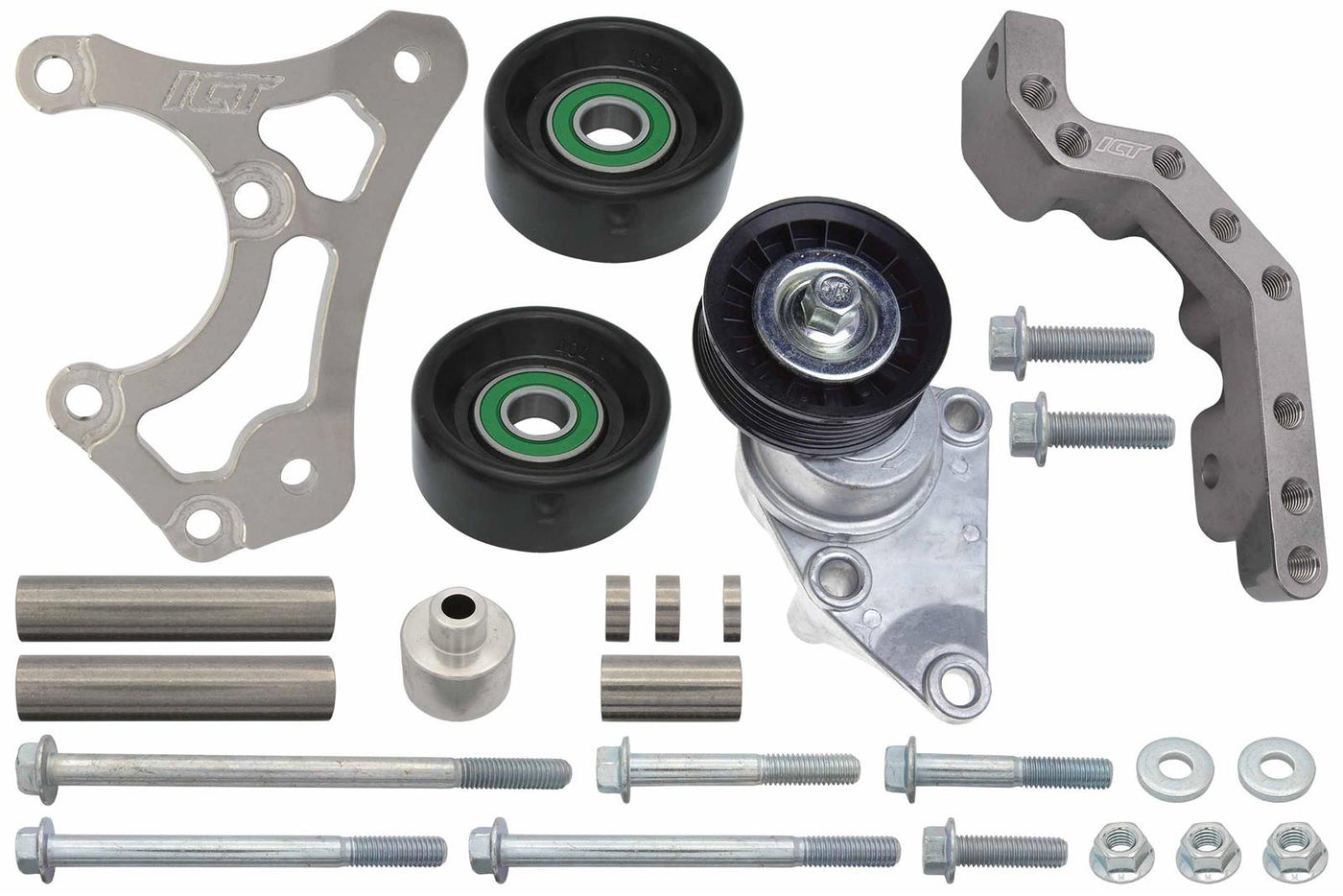 ICT Billet Belt Tensioner Relocation Bracket Kits 551527-LS01-3 Low Mount Passenger Side Belt Tensioner Kit- Truck