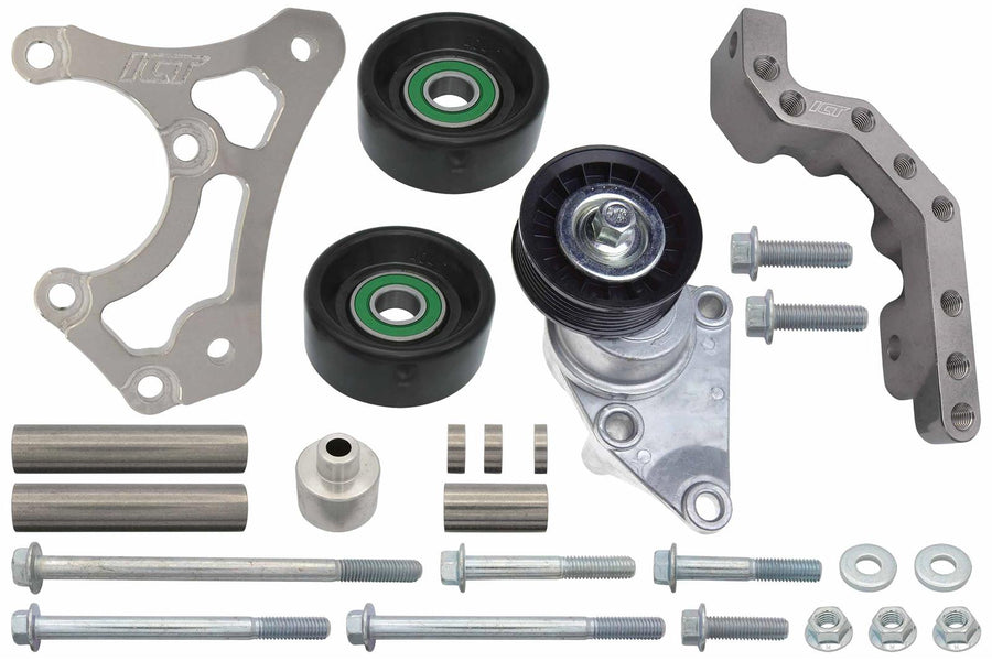 ICT Billet Belt Tensioner Relocation Bracket Kits 551527-LS01-3 Low Mount Passenger Side Belt Tensioner Kit- Truck